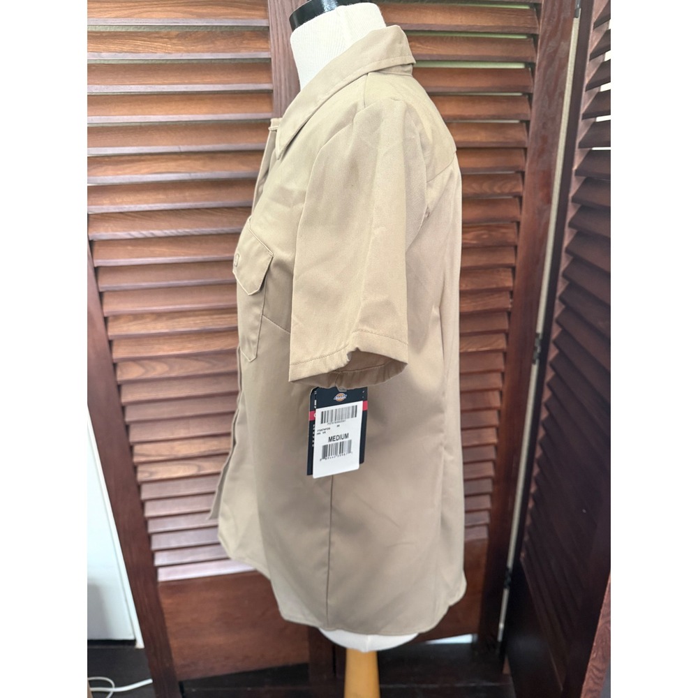 Dickies Women 574F Flex Work Shirt Khaki Desert Sand Short Sleeve Med - Picture 3 of 9